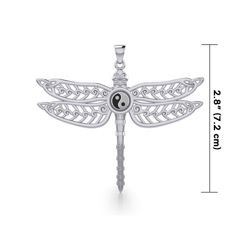 The Celtic Dragonfly with Yin Yang Symbol Sterling Silver Pendant TPD5387