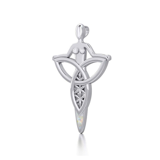 Celtic Trinity Knot Goddess Silver Pendant with Inlay TPD5654