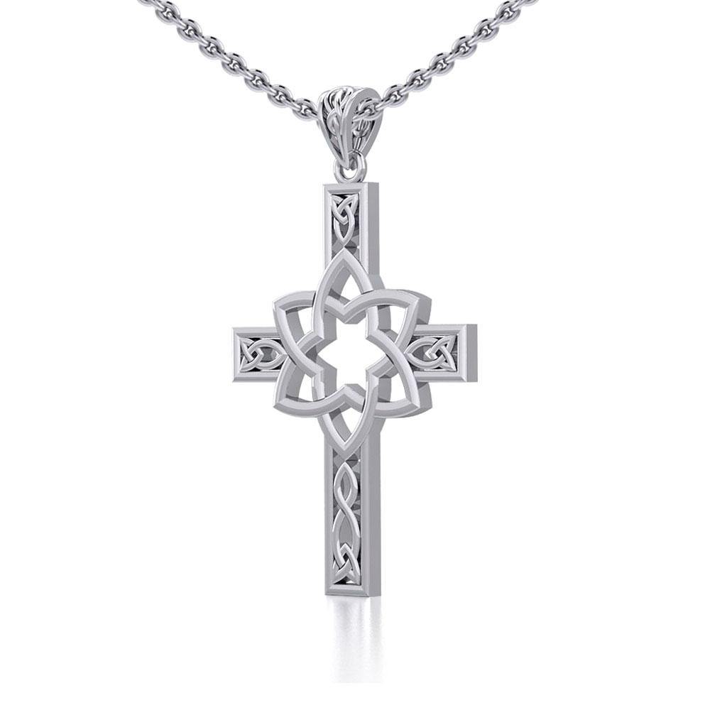 Mandala on Celtic Cross Silver Pendant TPD5665