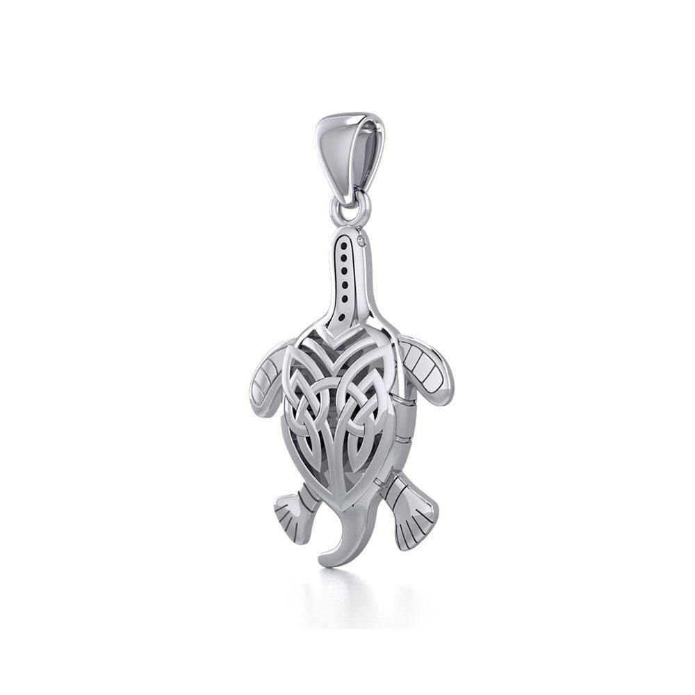 Celtic Sea Turtle Sterling Silver Pendant TPD5689