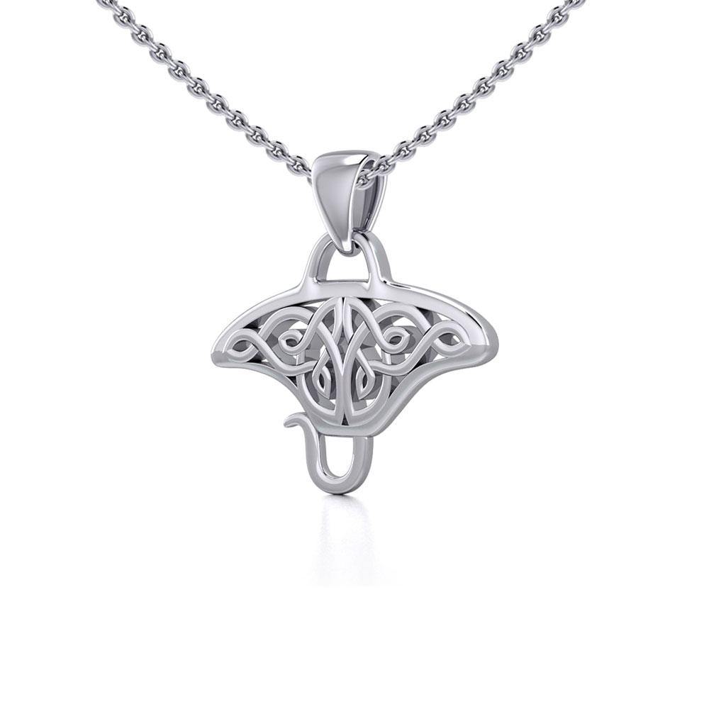 Grant the positive energy Silver Celtic Manta Ray Pendant TPD5690
