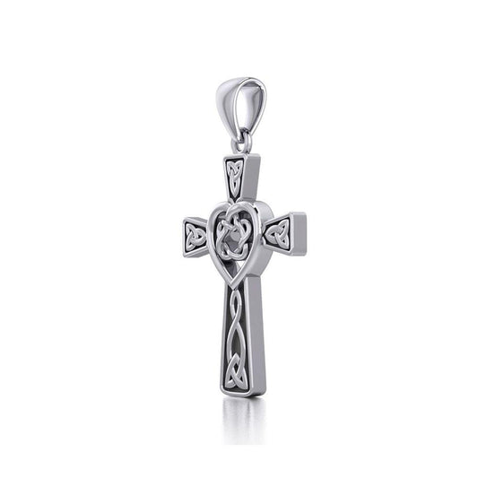 Celtic Cross with Heart Silver Pendant TPD5808