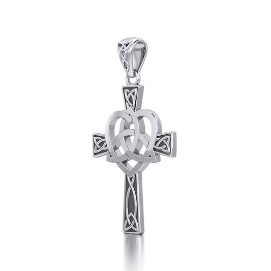 Celtic Cross with Trinity Heart Silver Pendant TPD5810