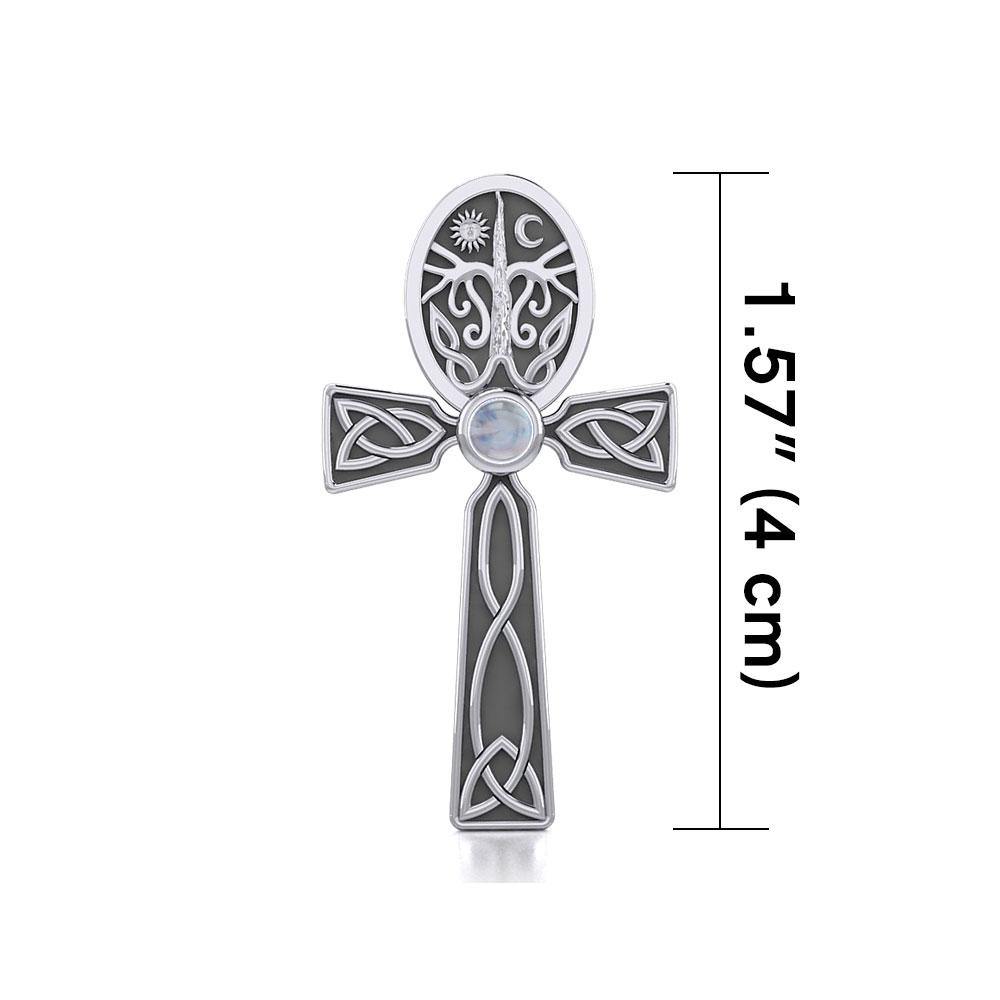 Celtic Ankh Tree of Life Silver Pendant with Gem TPD5813