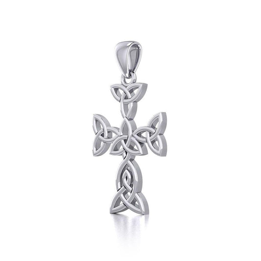 Celtic Triquetra or Trinity Knot Cross Silver Pendant TPD5815