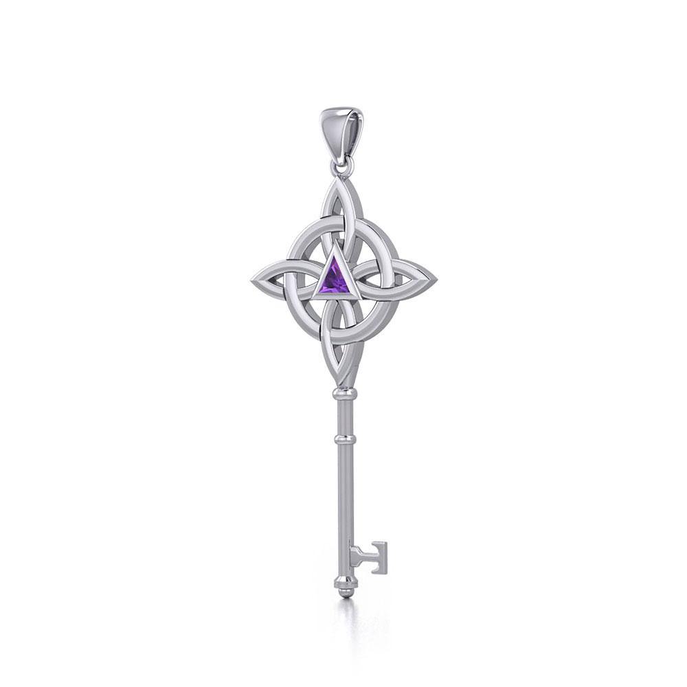 Celtic Recovery Spiritual Key Pendant with Gemstone TPD5845
