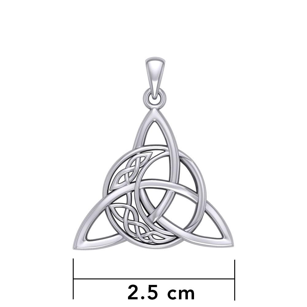 Triquetra and Celtic Crescent Moon Silver Pendant TPD5887