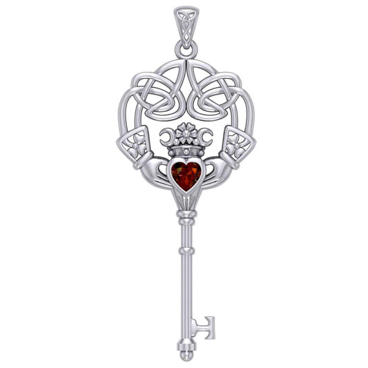 Irish Celtic Claddagh Spiritual Key Silver Pendant TPD5904