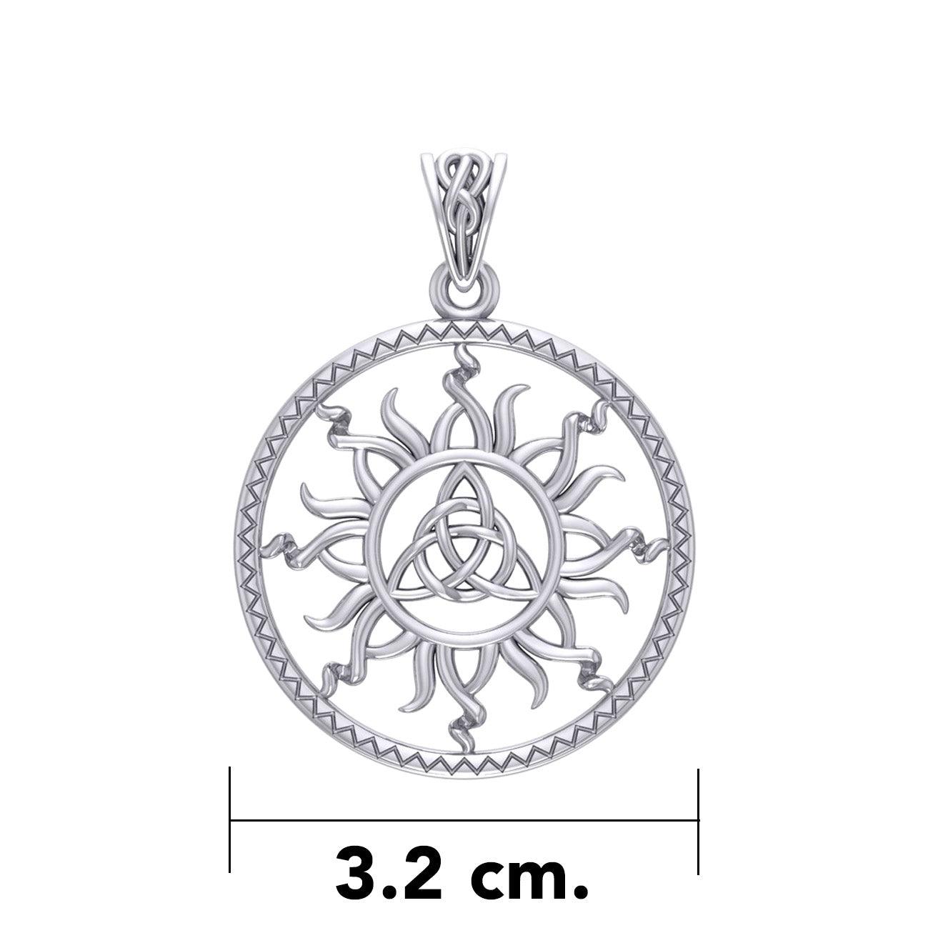 The Sun and Celtic Triquetra Silver Pendant TPD5928