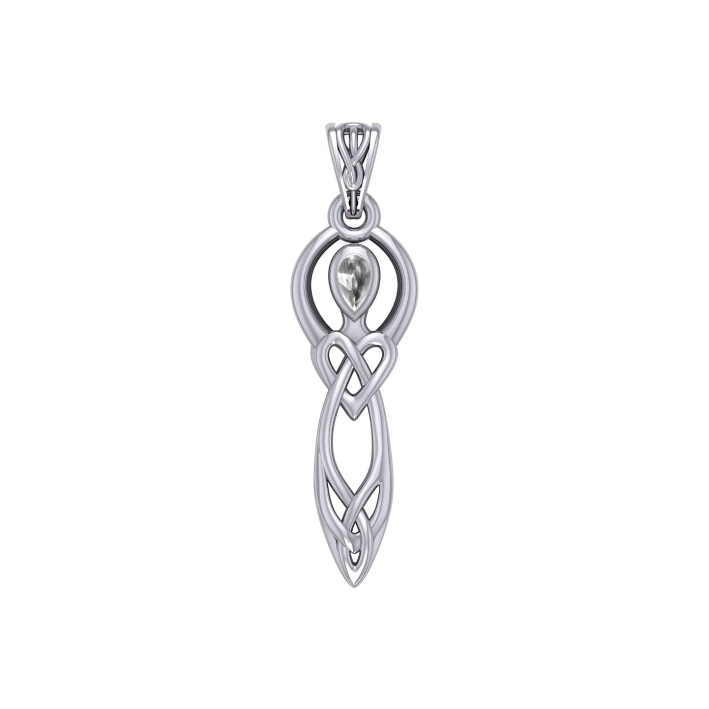 Celtic Knotwork Goddess with Gemstone Silver Pendant TPD5968