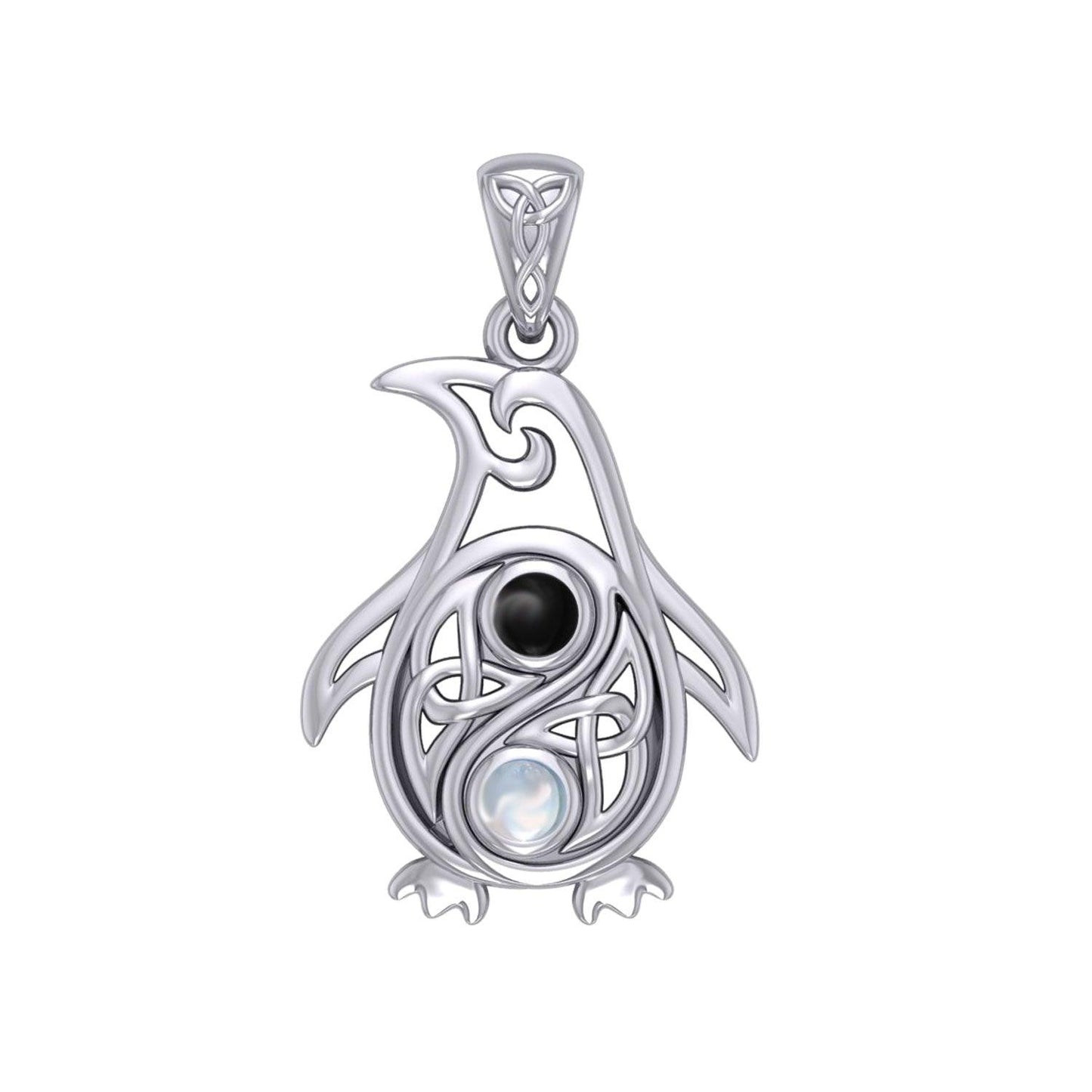 Celtic Yin Yang Spirit of The Antarctic Penguin Silver Pendant with Gem TPD6014