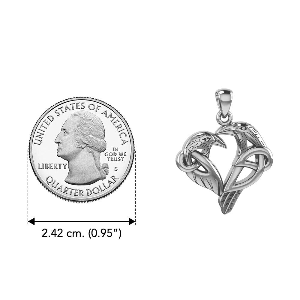 Love of The Mythical Celtic Heart Raven Silver Jewelry Pendant TPD6025