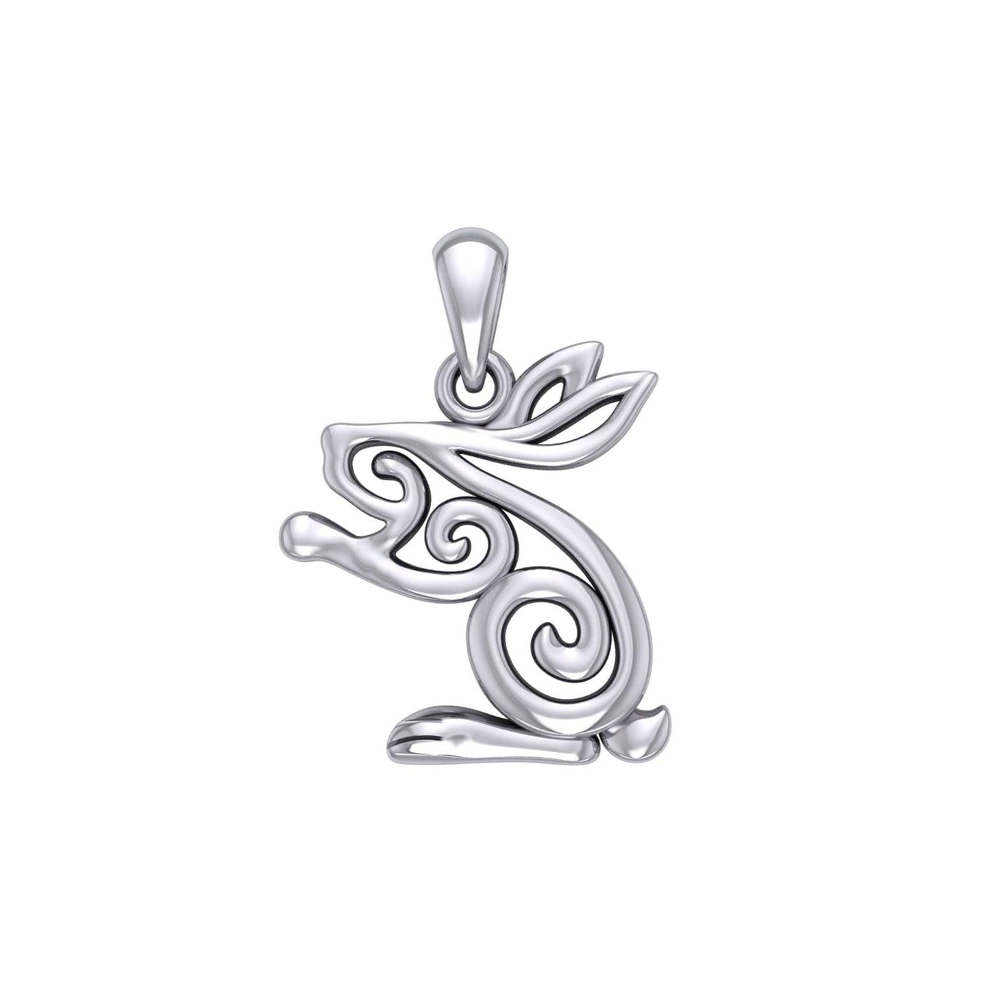 Celtic Spiral Rabbit or Hare Silver Pendant TPD6037