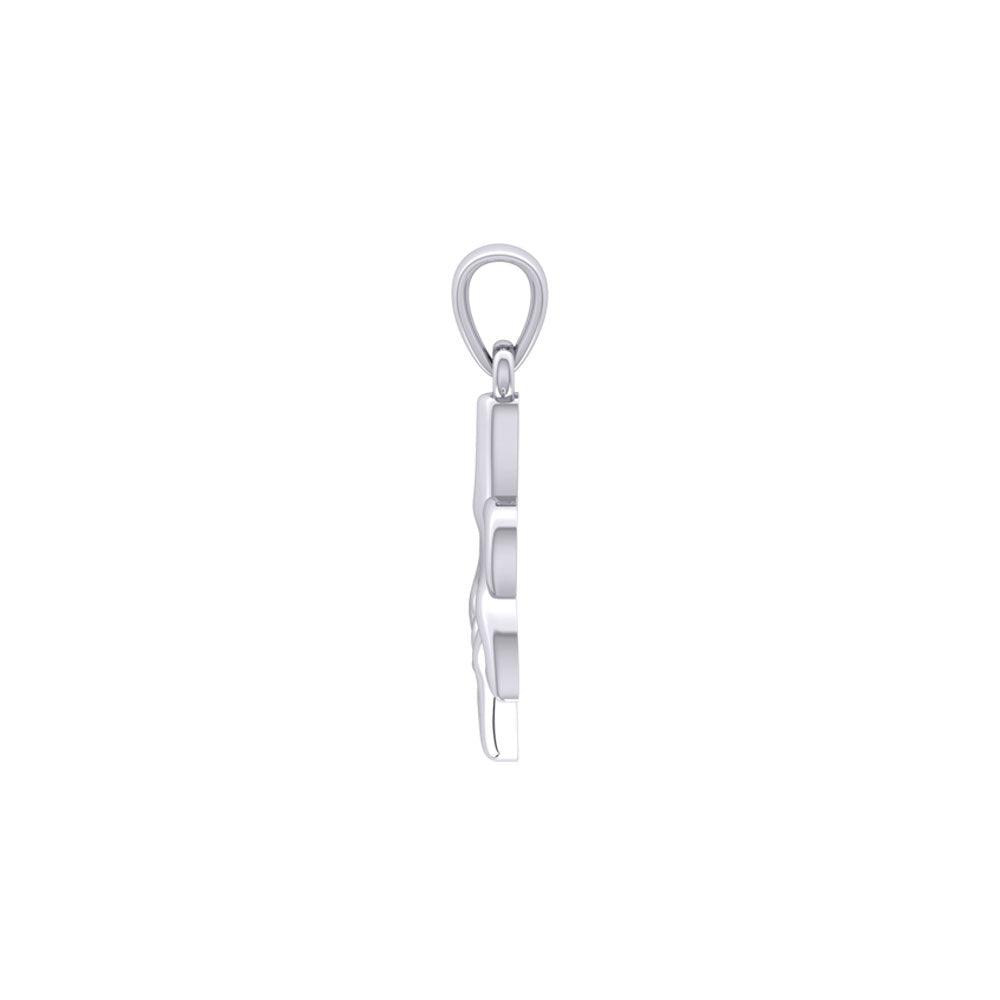 Celtic Whale Tail And Double Heart Silver Pendant TPD6055