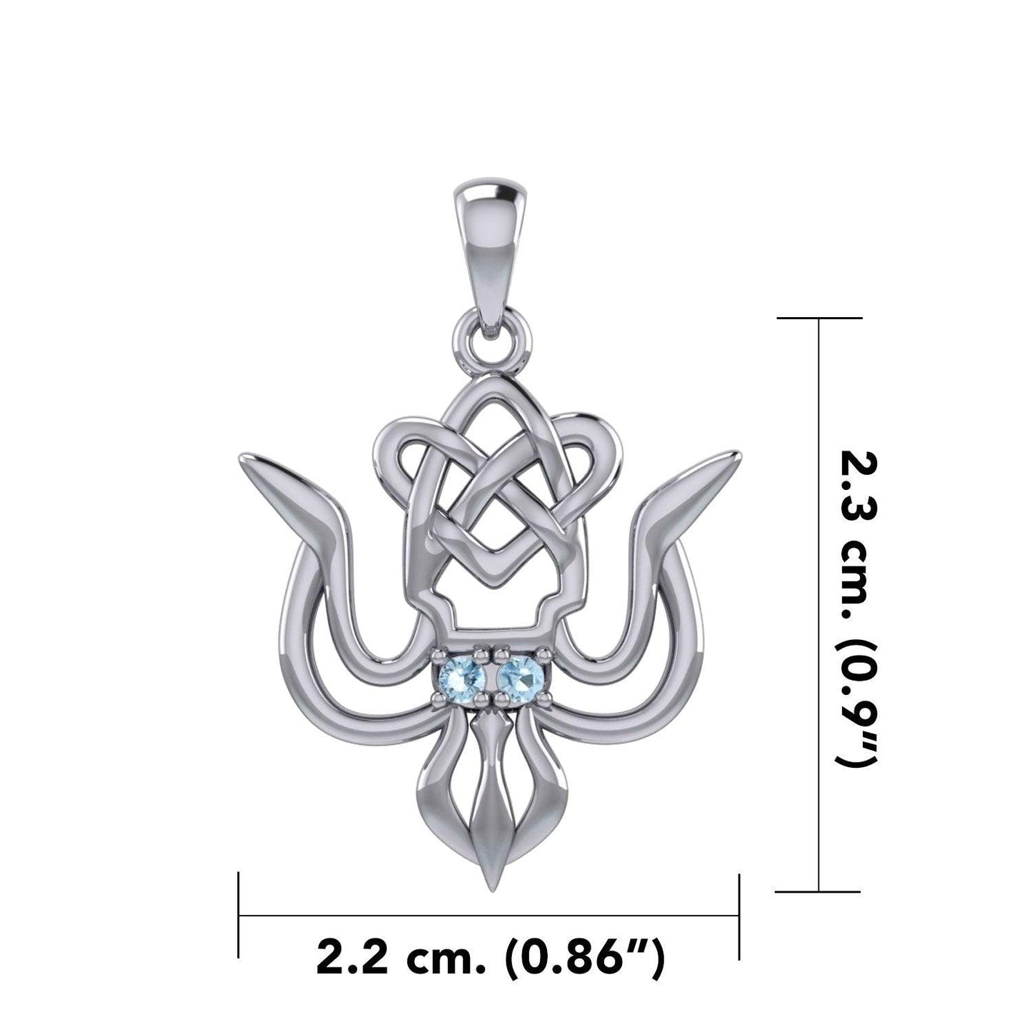 Cuttlefish with Celtic Heart and Gemstone Eyes Silver Pendant TPD6077