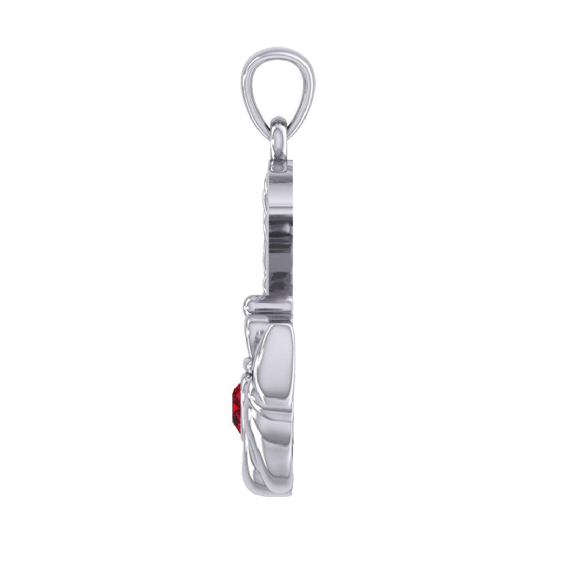 Claddagh on Celtic Moon Silver Pendant with Heart Gemstone TPD6125