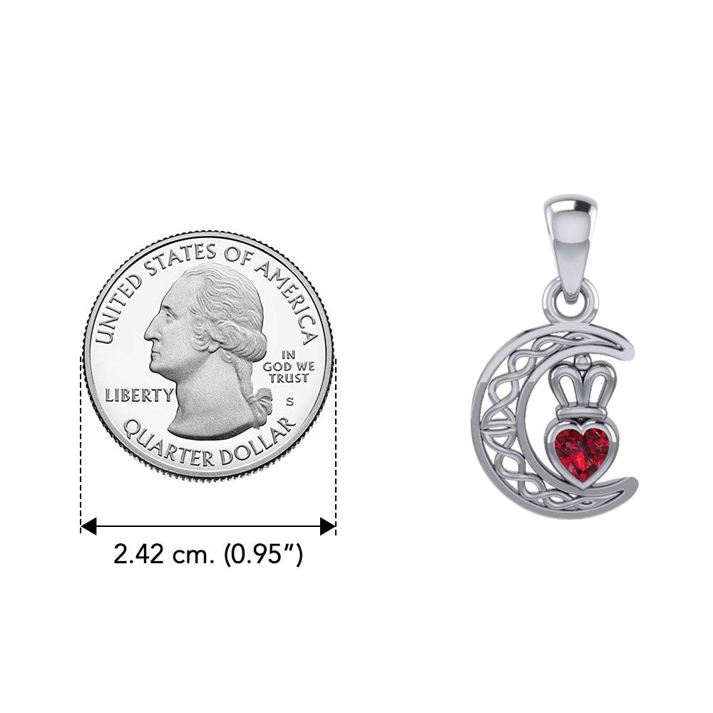 Peter Stone Celtic Crescent Moon Sterling Silver Pendant with  Genuine Gemstone Claddagh Design TPD6193