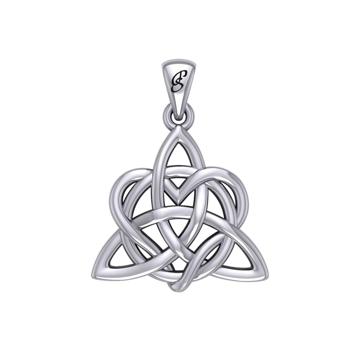 Elegance: Enchanted Magic Celtic Triquetra Heart Sterling Silver Pendant - TPD6195