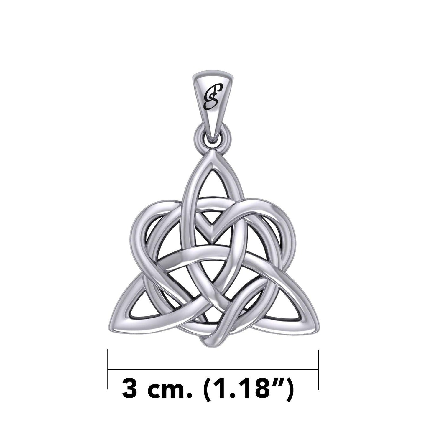Elegance: Enchanted Magic Celtic Triquetra Heart Sterling Silver Pendant - TPD6195