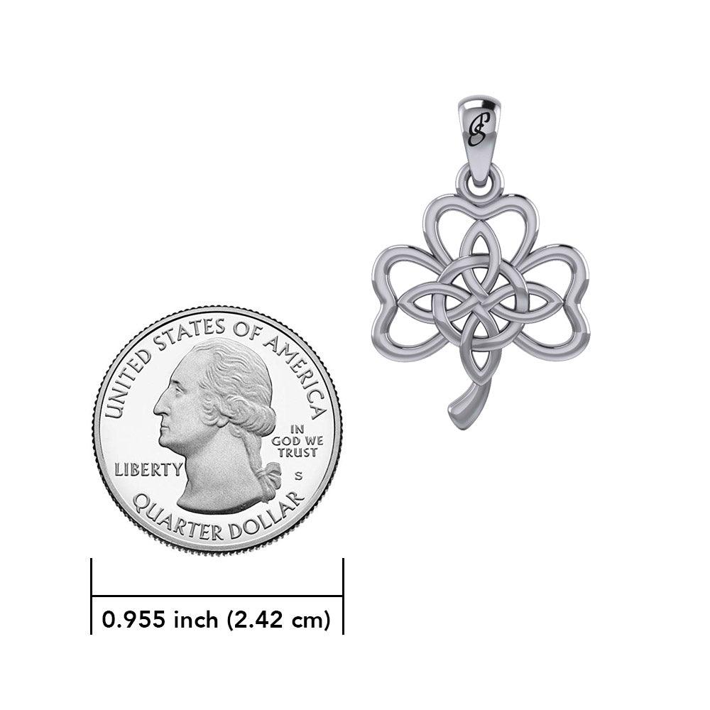 Celtic Shamrock and Four-Point Knots Sterling Silver Pendant - Intricate Connections by Peter Stone Jewelry TPD6206