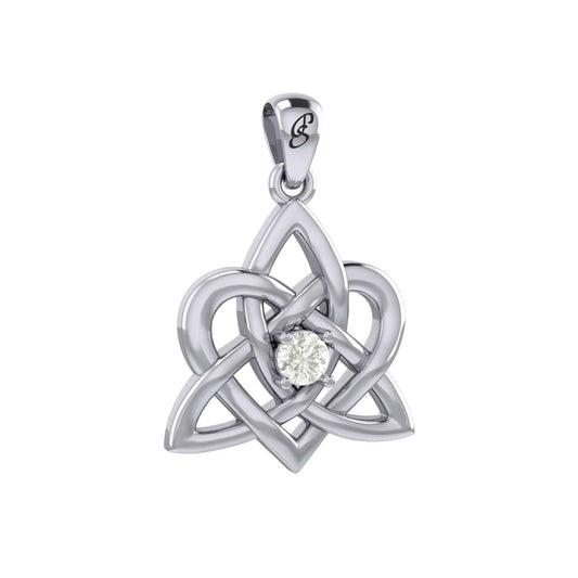 Peter Stone Jewelry: Sterling Silver Triquetra Celtic Heart Pendant with Gemstone – A Meaningful and Elegant Symbolic Necklace for Timeless Beauty TPD6207
