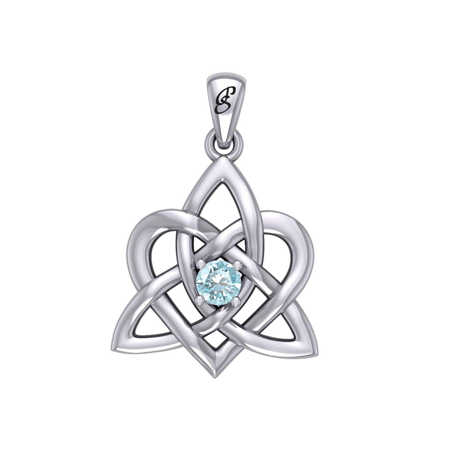 Peter Stone Jewelry: Sterling Silver Triquetra Celtic Heart Pendant with Gemstone – A Meaningful and Elegant Symbolic Necklace for Timeless Beauty TPD6207
