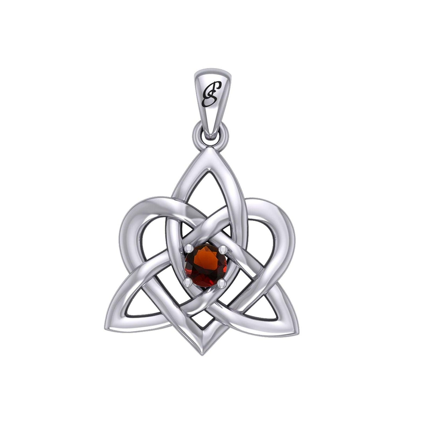 Peter Stone Jewelry: Sterling Silver Triquetra Celtic Heart Pendant with Gemstone – A Meaningful and Elegant Symbolic Necklace for Timeless Beauty TPD6207