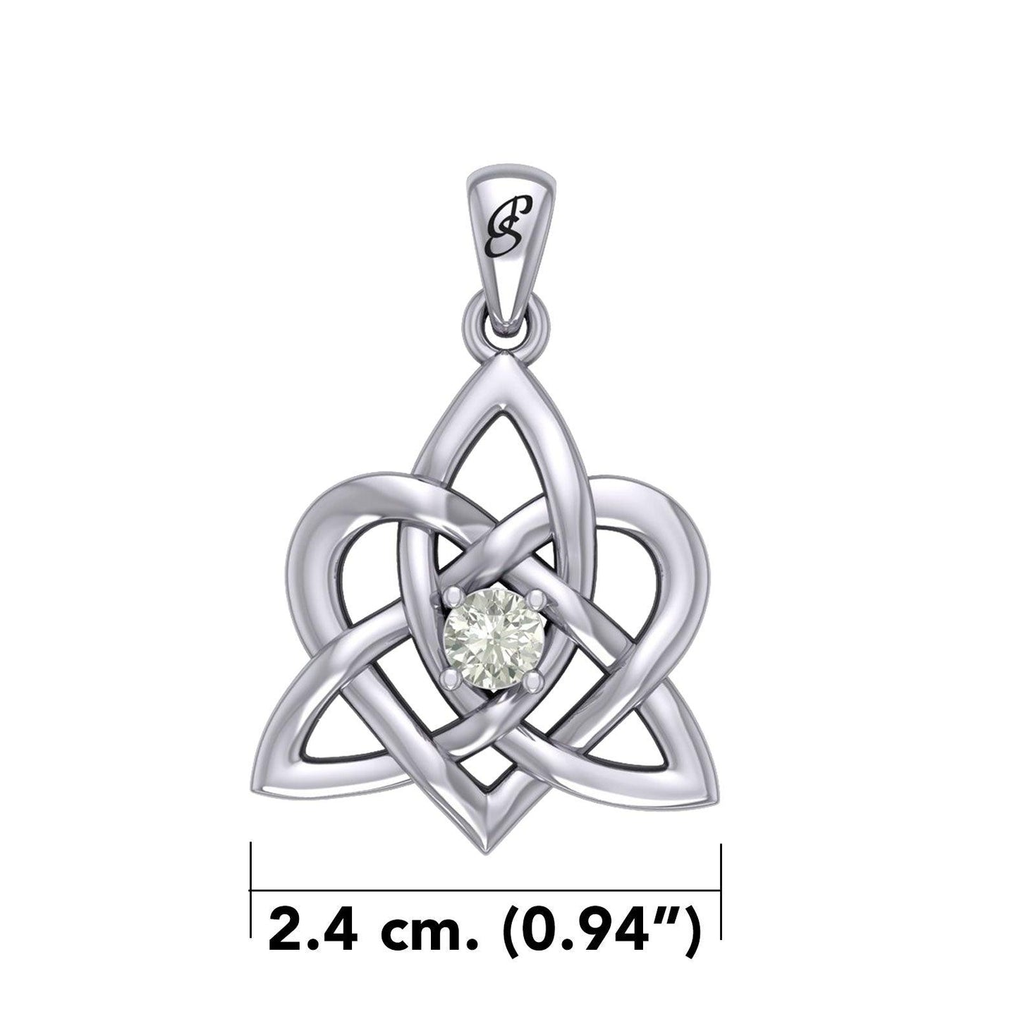 Peter Stone Jewelry: Sterling Silver Triquetra Celtic Heart Pendant with Gemstone – A Meaningful and Elegant Symbolic Necklace for Timeless Beauty TPD6207