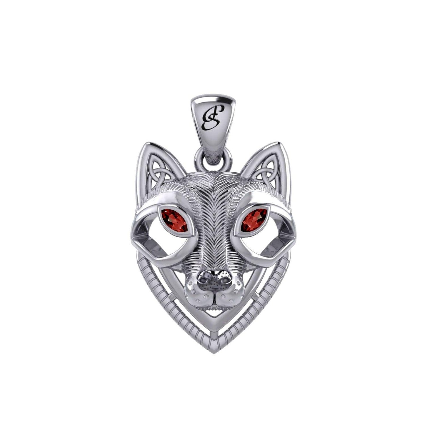 Celtic Wolf Spirit with Meaningful Gemstone Sterling Silver Pendant – Mystical Symbol of Spiritual Connection and Strength by Peter Stone Jewelry TPD6213