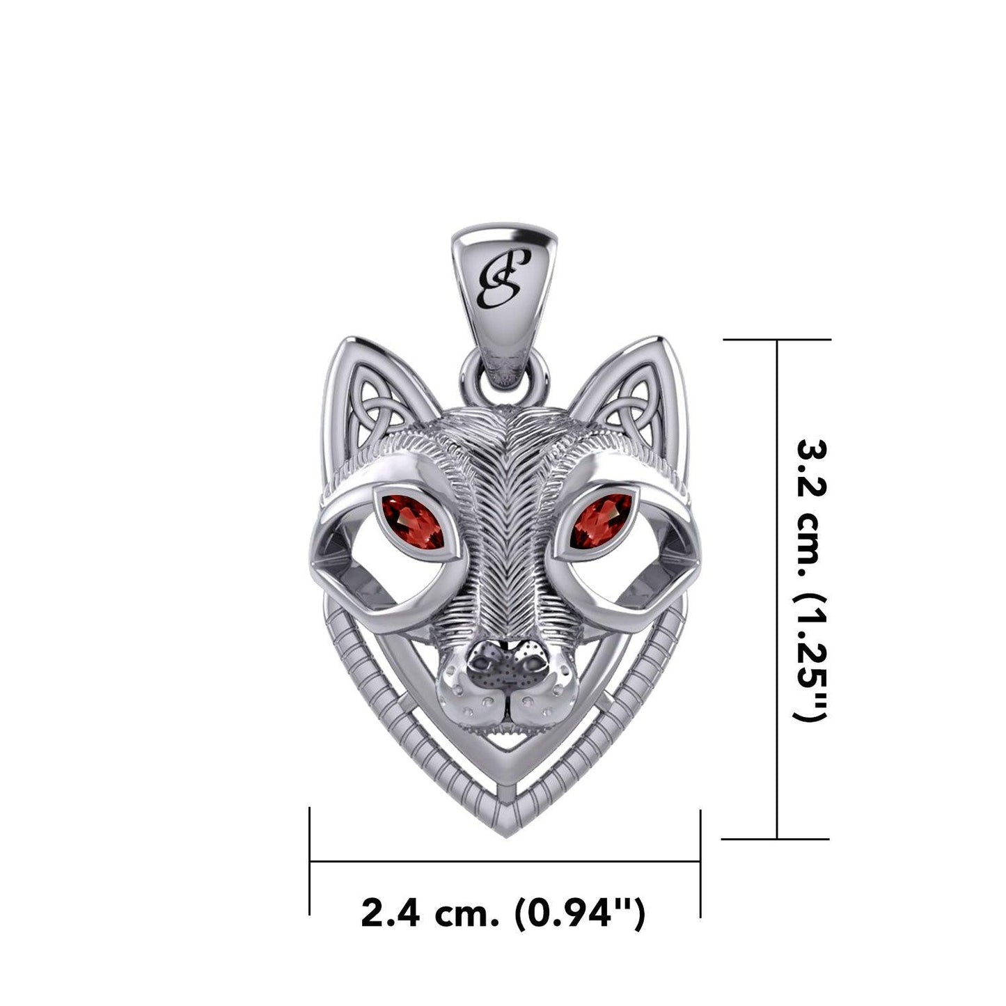 Celtic Wolf Spirit with Meaningful Gemstone Sterling Silver Pendant – Mystical Symbol of Spiritual Connection and Strength by Peter Stone Jewelry TPD6213