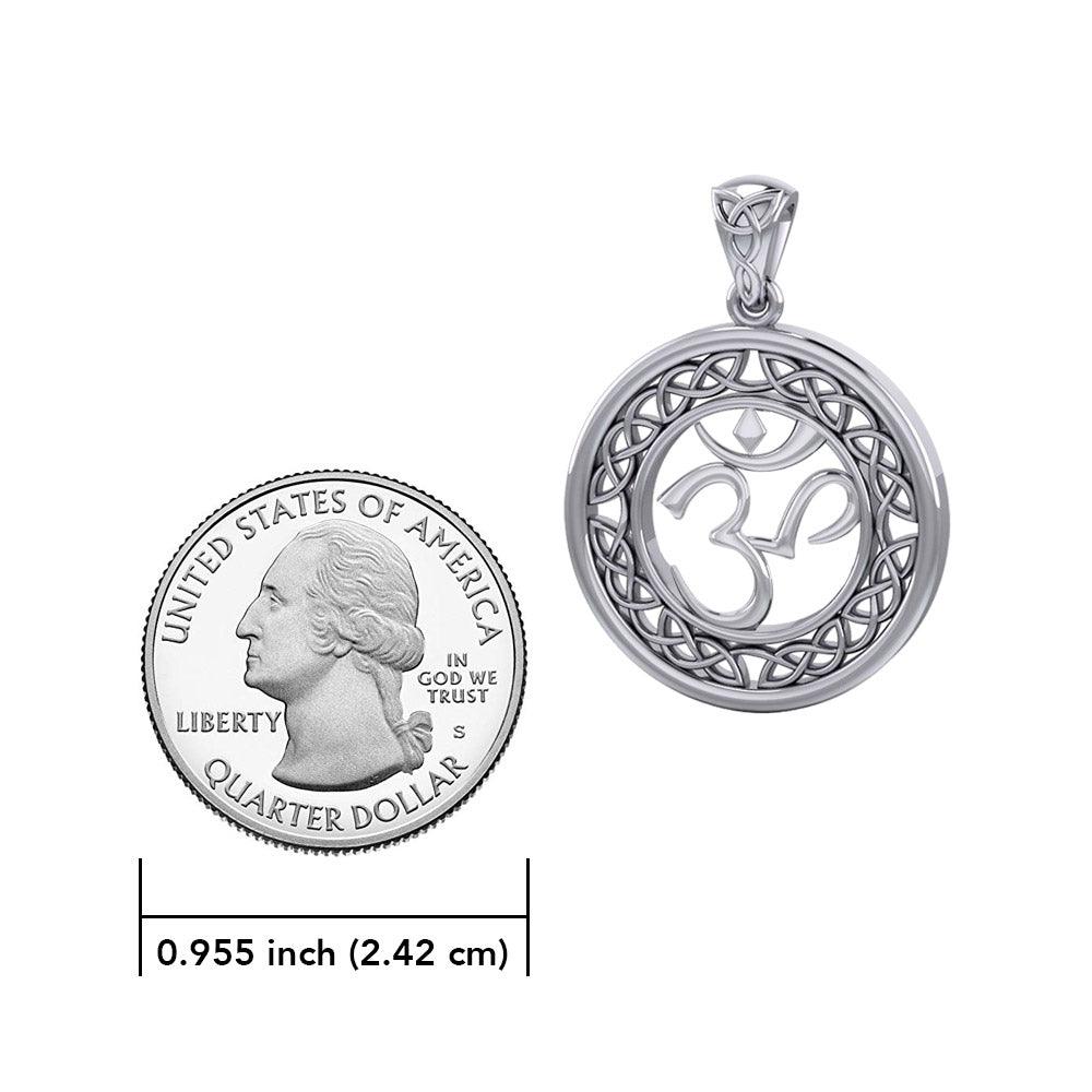 Om with Celtic Border Silver Pendant TPD6276