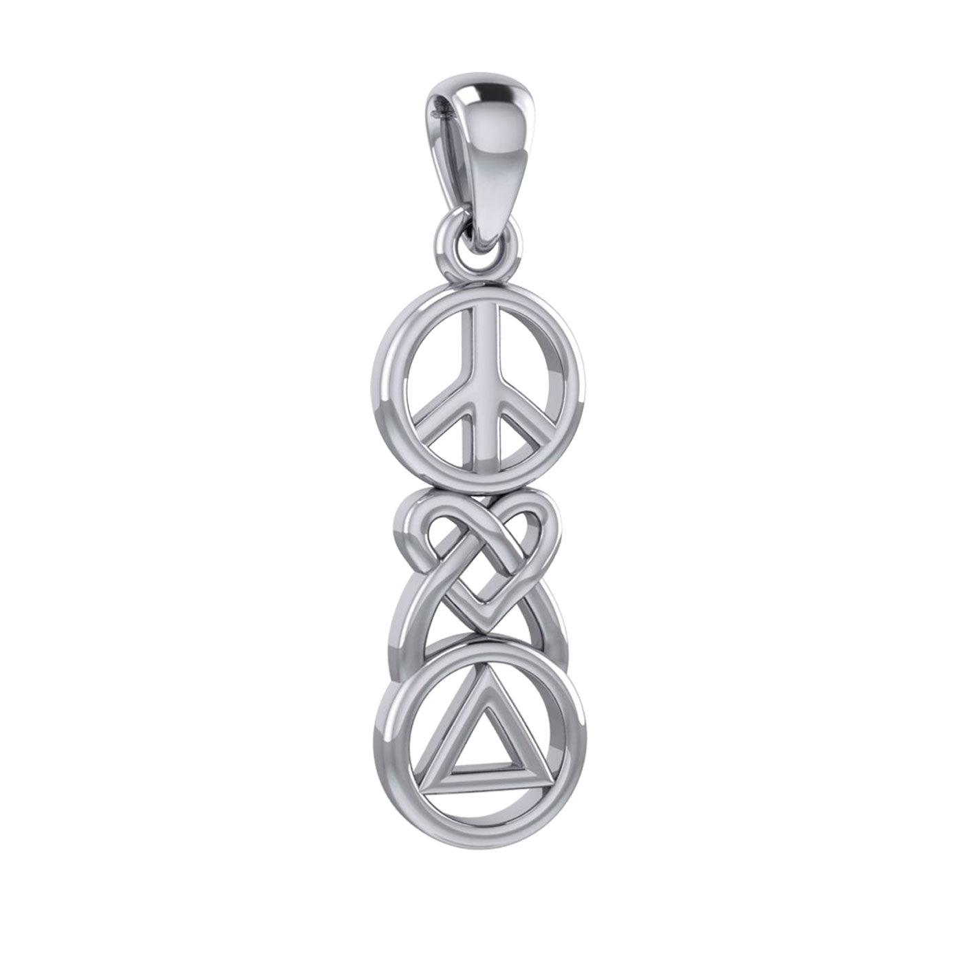 Peace, Celtic Heart and Recovery Silver Pendant TPD7009