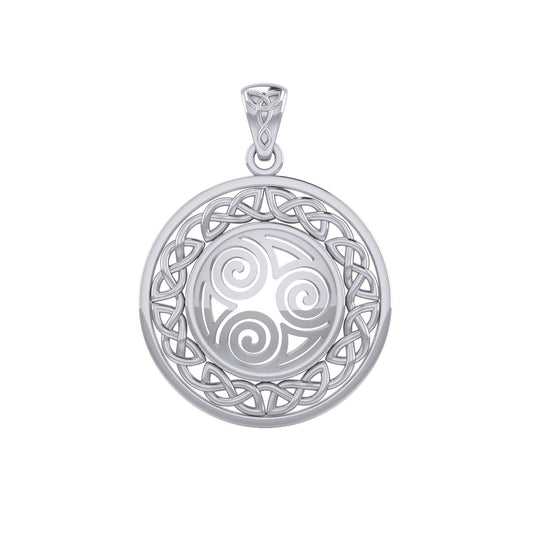 Celtic Knot Triskelion Spiral Silver Pendant TPD727