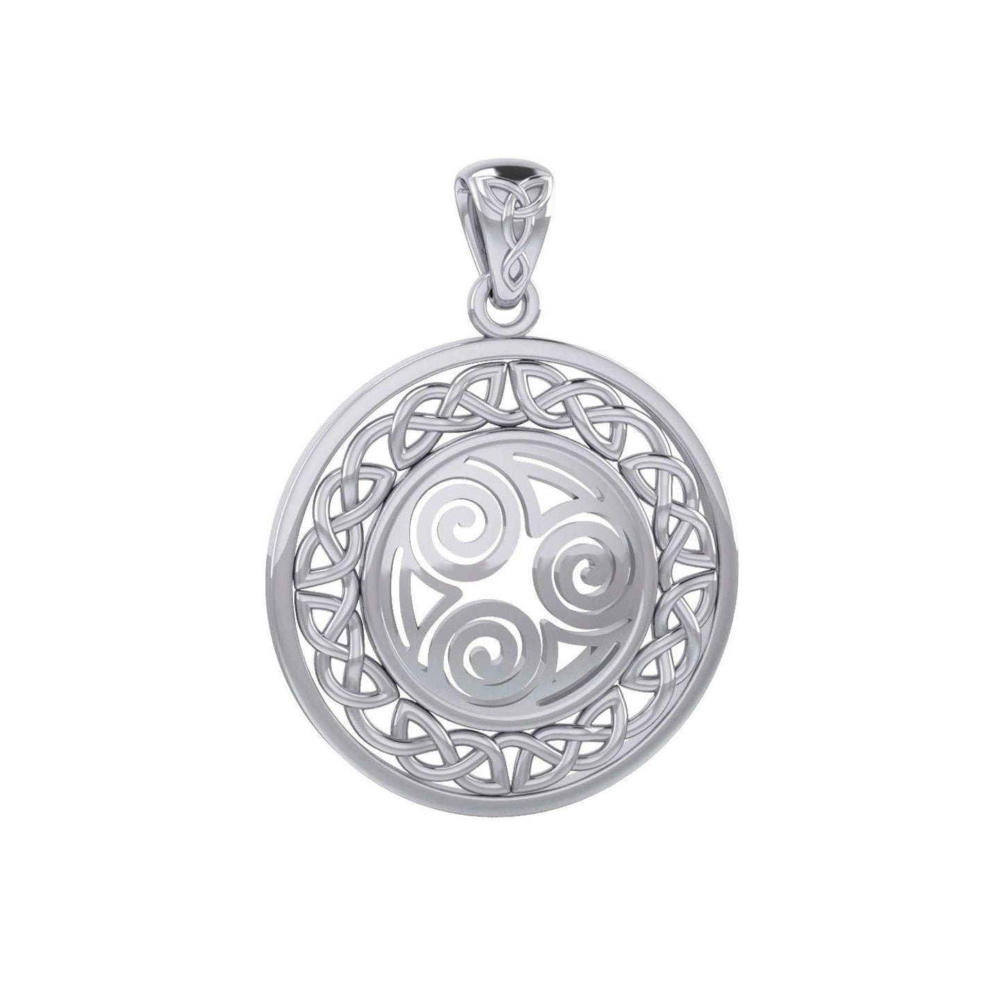 Celtic Knot Triskelion Spiral Silver Pendant TPD727