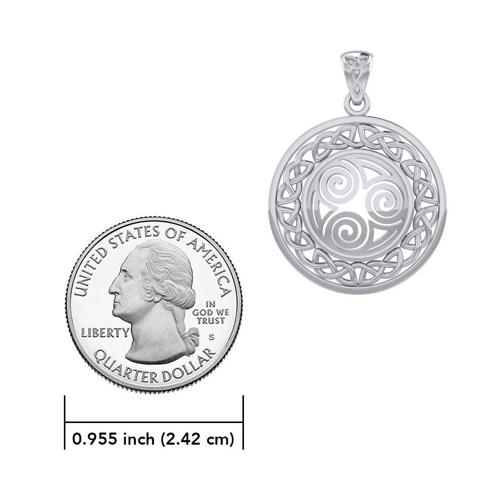 Celtic Knot Triskelion Spiral Silver Pendant TPD727