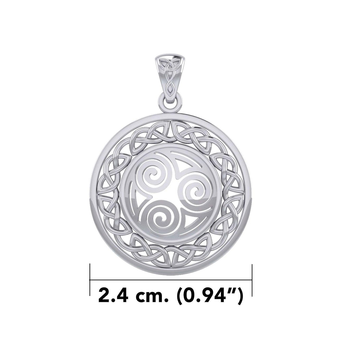 Celtic Knot Triskelion Spiral Silver Pendant TPD727