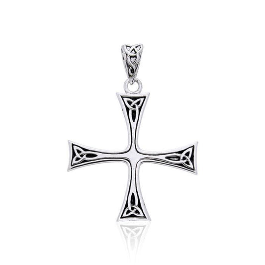TPD987 Celtic Trinity Knot Cross Silver