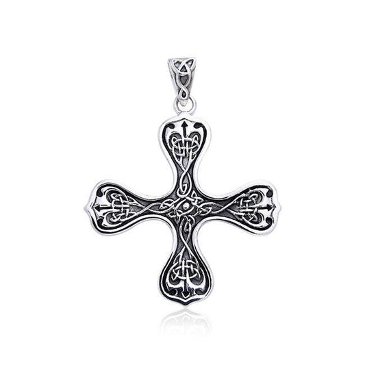 Celtic Knotwork Cross of the Spirit Silver Pendant TPD988