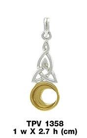 Celtic Knot Gold Accent Moon Silver Pendant TPV1358