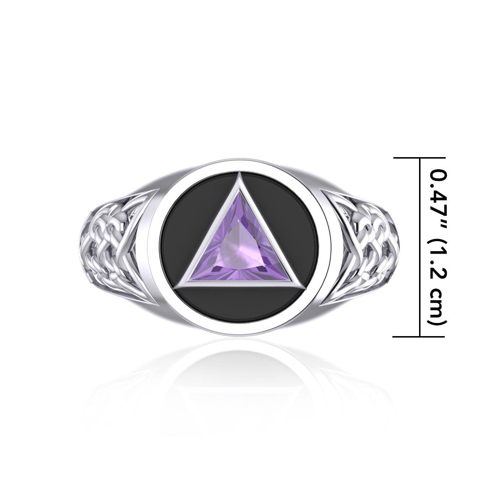 Celtic AA Symbol Silver Ring with Gemstone TR1020