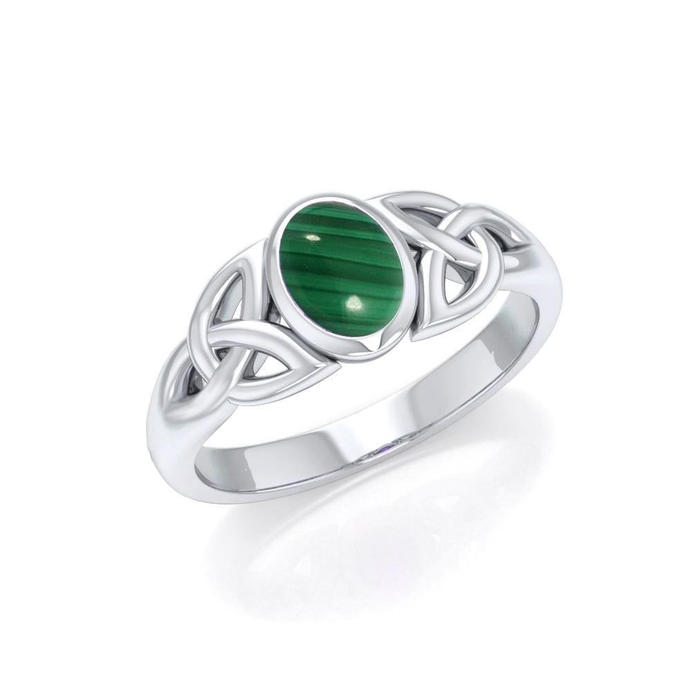 Love in interconnectedness ~ Sterling Silver Celtic Triquetra Knot Ring with Gemstone TR1420