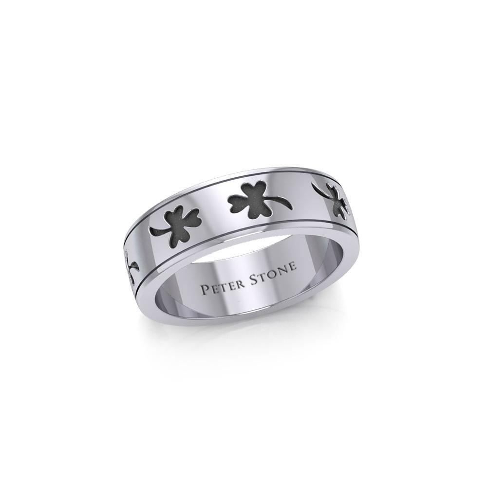 Celtic Shamrock Silver Band Ring TR1442