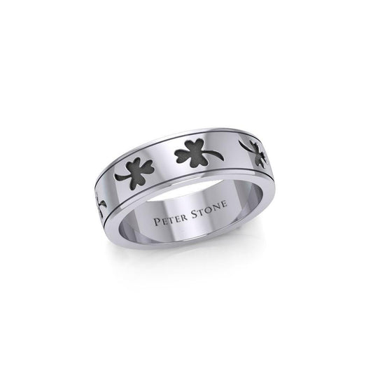 Celtic Shamrock Silver Band Ring TR1442