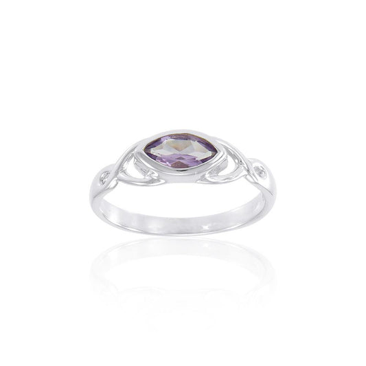 Celtic Knotwork Silver Ring with Gem TR1623