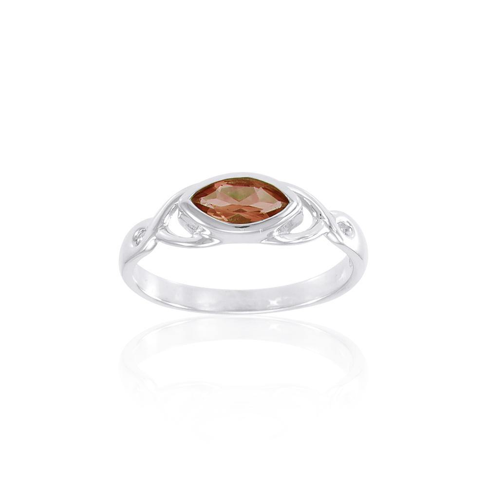 Celtic Knotwork Silver Ring with Gem TR1623