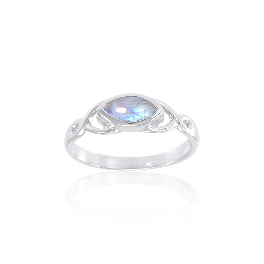 Celtic Knotwork Silver Ring with Gem TR1623