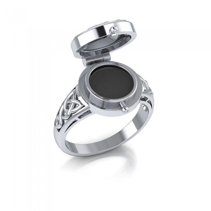 Celtic Knotwork Silver Poison Ring TR1635
