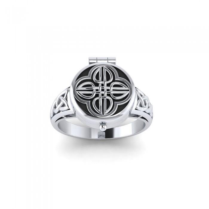 Celtic Knotwork Silver Poison Ring TR1638