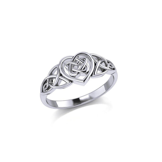 Celtic Knotwork Heart Sterling Silver Ring TR1766