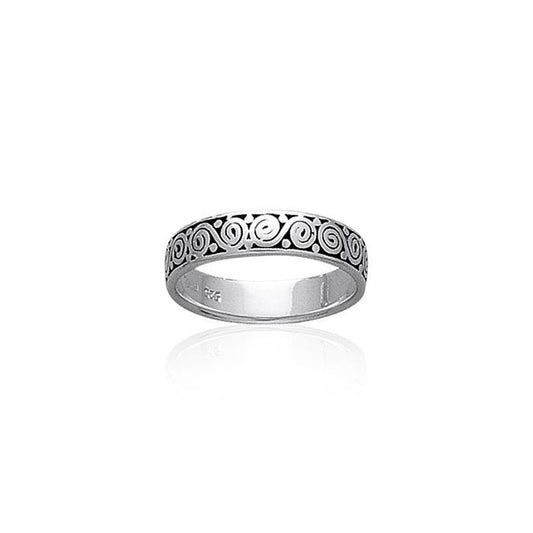 Celtic Spiral Silver Band Ring TR444